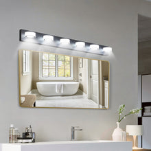 Загрузить изображение в средство просмотра галереи, LED Modern Black Vanity Light Bathroom Acrylic Mirror Front Light Round 6 Lights
