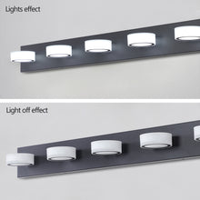 Cargar imagen en el visor de la galería, LED Modern Black Vanity Light Bathroom Acrylic Mirror Front Light Round 5 Lights