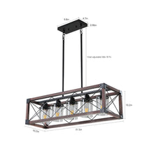 Charger l'image dans la galerie, 31.5" Black & Red Farmhouse Chandelier Dining Room Rectangular Island Light Metal Chandelier (No Bulb)