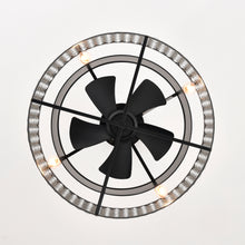Load image into Gallery viewer, 20.67" Crystal Ceiling Fan AC Motor, Black Enclosed Ceiling Fan with Light and Remote, Reversible 3 Speeds, 1/2/4 Timing (No Bulbs Included)--Matte Black