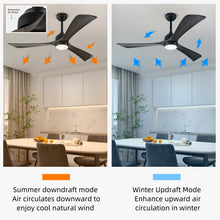 Load image into Gallery viewer, 52" Matte Black + Dark Walnut Remote Control Silent Ceiling Fan Light, Reversible Ceiling Fan