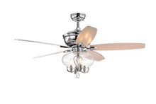 Load image into Gallery viewer, 52" Glass Chandeliers Fan with Remote, Classic, Glam, Traditional, Transitional, Chrome
