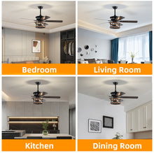 Load image into Gallery viewer, 52" Farmhouse Ceiling Fan Light 3 Light Ceiling Fan Vintage Drum Pendant Light