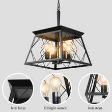 Load image into Gallery viewer, Black Farmhouse Lantern Chandelier Dining Room Vintage Chain Chandelier (No Bulbs)