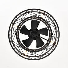 Load image into Gallery viewer, 20" Matte Black Drum Ceiling Fan Light Modern Cage Reversible Ceiling Fan Light