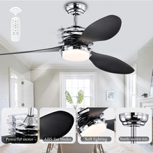 Load image into Gallery viewer, 52'' ABS Blades Ceiling Fan with Lights and Remote (6 Speeds Adjustable) , DC Motor Modern Ceiling Fan with 3 Abs Fan Blades & 2 down Rods, Indoor Ceiling Fan with Light