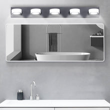 Cargar imagen en el visor de la galería, LED Modern Black Vanity Light Bathroom Acrylic Mirror Front Light Round 5 Lights