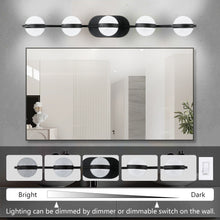 Load image into Gallery viewer, 35.4" Modern Bathroom Black Mirror Light Wall Mounted Vanity Light Globe 5 Lights