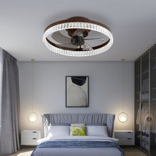 Charger l'image dans la galerie, 19.7" Simple LED Ring Chandelier Fan Modern Recessed Ceiling Light Chandelier Brown Ceiling Fan Light