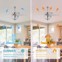 Загрузить изображение в средство просмотра галереи, 52-inch Indoor Ceiling Fan with Pull Chain, Reversible AC motors , Pull Chain--Chrome (No Include Bulb)