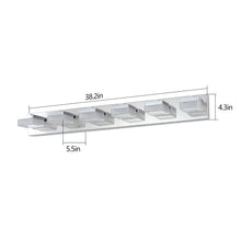 Загрузить изображение в средство просмотра галереи, 38.2" Chrome Vanity Light Modern Bathroom LED Mirror Light Rectangular 6 Lights