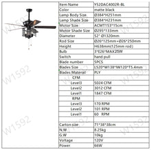 Load image into Gallery viewer, 52'' Farmhouse Ceiling Fan  5PCS  Dual Finish Blades Industrial Fandelier