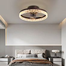 Carregar imagem no visualizador da galeria, 19.7" Simple LED Ring Ceiling Light Luxury Crystal Ceiling Light Brown Fan Light