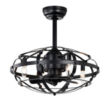 Carregar imagem no visualizador da galeria, 18" Matte Black Cage Ceiling Fan Light Industrial Style Ceiling Fan Light Kit Three-speed Adjustment Ceiling Fan