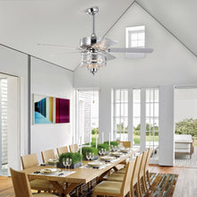 Load image into Gallery viewer, 52'' Classical Crystal Ceiling Fan Lamp  5 Reversible Blades, Chrome (Hand Pull Chain)
