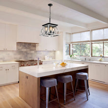 Load image into Gallery viewer, White Farmhouse Lantern Chandelier Dining Room Vintage Chain Chandelier (No Bulbs)