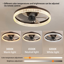 Charger l'image dans la galerie, 19.7" Simple LED Ring Chandelier Fan Modern Recessed Ceiling Light Chandelier Brown Ceiling Fan Light