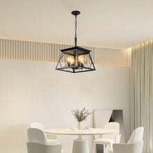Load image into Gallery viewer, Black Farmhouse Lantern Chandelier Dining Room Vintage Chain Chandelier (No Bulbs)
