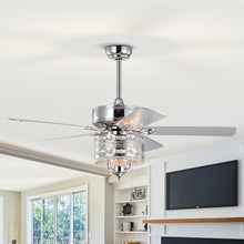 Load image into Gallery viewer, 52'' Classical Crystal Ceiling Fan Lamp  5 Reversible Blades, Chrome (Hand Pull Chain)