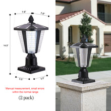Load image into Gallery viewer, 2 Pack Dimmable LED Solar Pillar Light Garden Path Light Outdoor Light