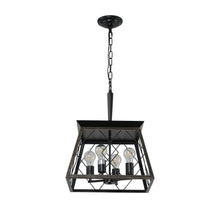 Load image into Gallery viewer, Golden Black Farmhouse Lantern Chandelier Dining Room Vintage Chain Chandelier (No Bulbs)
