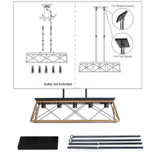 Load image into Gallery viewer, 31.5" Walnut Farmhouse Chandelier Dining Room Rectangular Island Light Metal Chandelier