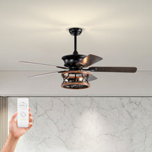 Load image into Gallery viewer, 52" Farmhouse Ceiling Fan Light 3 Light Ceiling Fan Vintage Drum Pendant Light