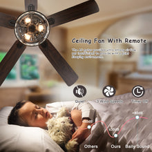 Load image into Gallery viewer, 52" Crystal Chandelier Fan with Lights and Remote Control, Modern Ceiling Fan with Dual Finish Reversible Blades, Fandelier, Matte Black