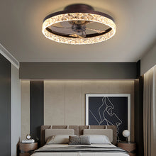 Carregar imagem no visualizador da galeria, 19.7" Simple LED Ring Ceiling Light Luxury Crystal Ceiling Light Brown Fan Light