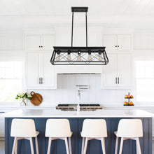Load image into Gallery viewer, 31.5" Black Farmhouse Chandelier Dining Room Rectangular Island Light Metal Chandelier