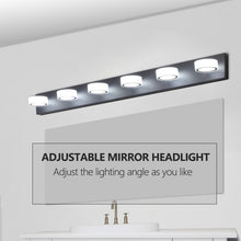 Загрузить изображение в средство просмотра галереи, LED Modern Black Vanity Light Bathroom Acrylic Mirror Front Light Round 6 Lights