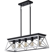 Lade das Bild in den Galerie-Viewer, 31.5" White Farmhouse Chandelier Dining Room Rectangular Island Light Metal Chandelier