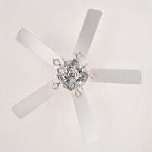 Load image into Gallery viewer, 52” 4 Lights Ceiling Fan with 5 Wood Blades, Two-Color Fan Blade, AC Motor, Remote Control, Reversible Airflow, 3-Speed, Adjustable Height, Traditional Ceiling Fan (Silver)