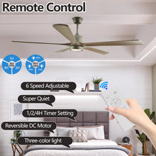 Загрузить изображение в средство просмотра галереи, 60" Modern Ceiling Fan Light Olive Green Wood Ceiling Fan 6 Speed Silent Reversible Ceiling Fan