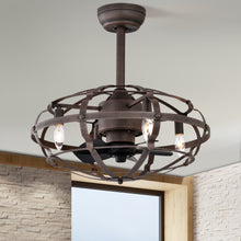 Load image into Gallery viewer, 21" Matte Black Cage Ceiling Fan Industrial Style Remote Control Ceiling Fan Light Kit 3-Speed Timer Ceiling Fan