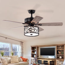 Load image into Gallery viewer, 52'' Low Profile Ceiling Fan with Lights (No Include Bulb), Blade Dark Wood Ceiling Fan