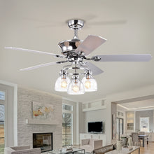 Load image into Gallery viewer, 52" Farmhouse Glass Shade 5-Blade Reversible Ceiling Fan with Light Kit and Remote --Chrome