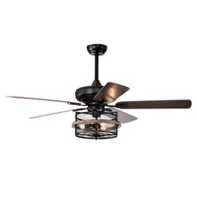 Load image into Gallery viewer, 52" Farmhouse Ceiling Fan with  Remote, 3-Lights Ceiling Fan with Light Fixture (No include Bulbs), Ceiling Fan --Black Matte+Wood Grain