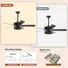 Load image into Gallery viewer, 52'' Farmhouse Ceiling Fan Dual Finish Blades Industrial Fandelier --Matte Black