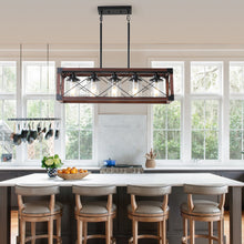 Charger l'image dans la galerie, 31.5" Black & Red Farmhouse Chandelier Dining Room Rectangular Island Light Metal Chandelier (No Bulb)