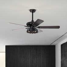 Load image into Gallery viewer, 52'' Farmhouse Ceiling Fan Dual Finish Blades Industrial Fandelier --Matte Black