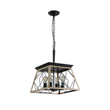 Load image into Gallery viewer, Oak Farmhouse Lantern Chandelier Dining Room Vintage Chain Chandelier (No Bulbs)