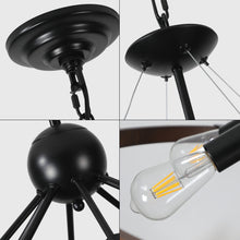Load image into Gallery viewer, 31.5" Vintage Chandelier Farmhouse Ring Chandelier Chain Chandelier (Black + Walnut)