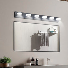 Загрузить изображение в средство просмотра галереи, LED Modern Black Vanity Light Bathroom Acrylic Mirror Front Light Round 6 Lights
