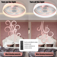 Load image into Gallery viewer, 19.7" Simple LED Ring Chandelier Fan Modern Recessed Ceiling Light Chandelier Pink Ceiling Fan Light