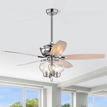 Load image into Gallery viewer, 52" Glass Chandeliers Fan with Remote, Classic, Glam, Traditional, Transitional, Chrome