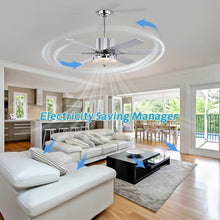 Load image into Gallery viewer, 52'' Modern Ceiling Fans with Remote, Wood Ceiling Fan with Lights, LED Ceiling Fan Light with 6 Blade, 3 Speed AC Motor Indoor Ceiling Fan--Chrome
