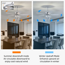 Load image into Gallery viewer, 52” 4 Lights Ceiling Fan with 5 Wood Blades, Two-Color Fan Blade, AC Motor, Remote Control, Reversible Airflow, 3-Speed, Adjustable Height, Traditional Ceiling Fan (Silver)