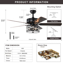 Load image into Gallery viewer, 52" Crystal Chandelier Fan with Lights and Remote Control, Modern Ceiling Fan with Dual Finish Reversible Blades, Fandelier, Matte Black