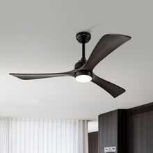 Load image into Gallery viewer, 52" Matte Black + Dark Walnut Remote Control Silent Ceiling Fan Light, Reversible Ceiling Fan